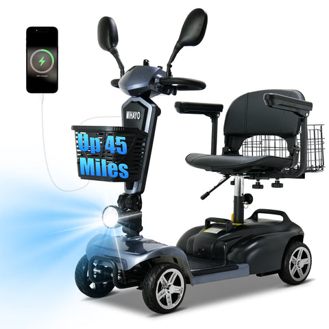 45 Mile Range Travel Foldable Mobility Scooters For Adults,Mirage S1 ,Gray - mihayo