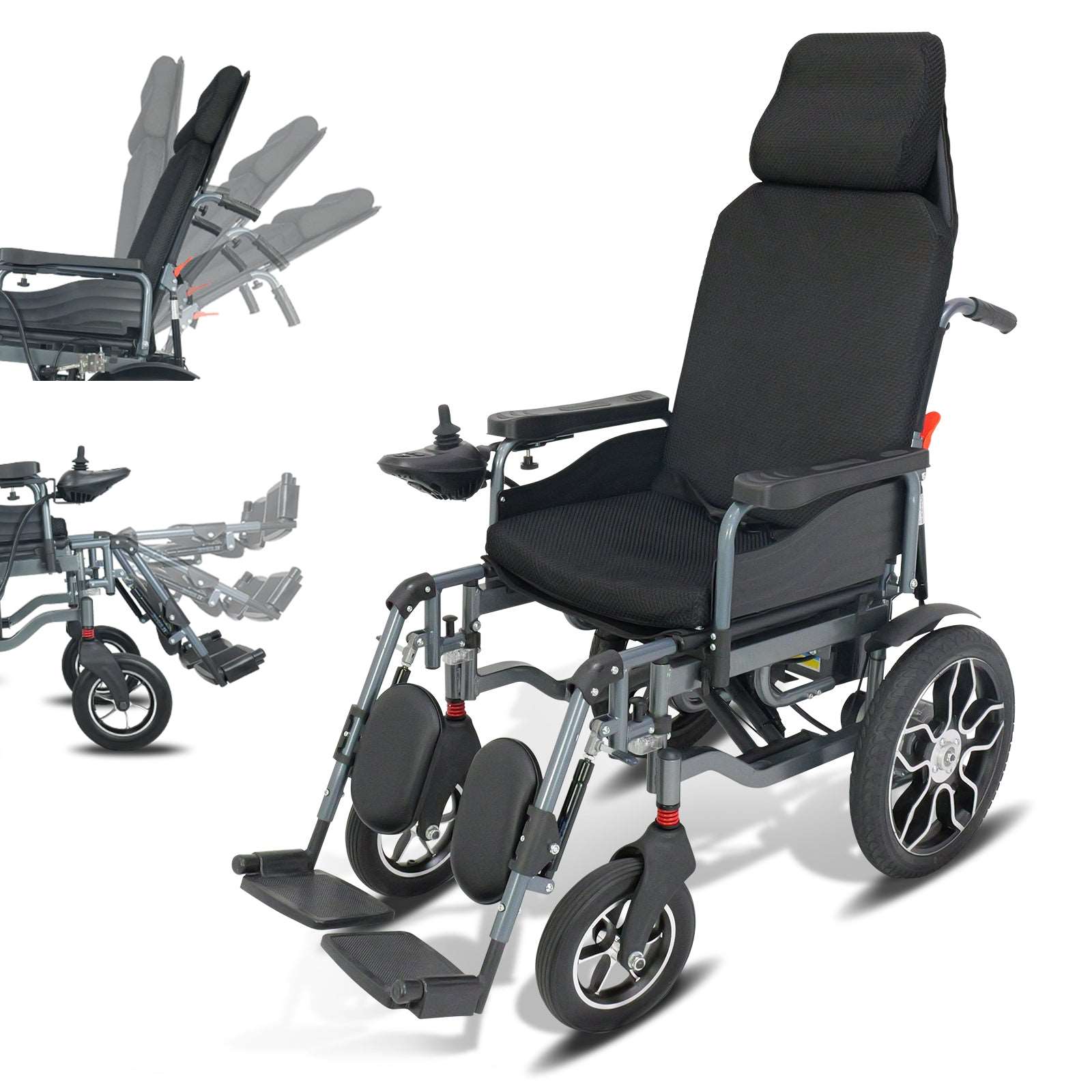 25 Miles Travel Range Reclining Electric Wheelchairs Adjustable Backrest and Pedal,H8 - mihayo