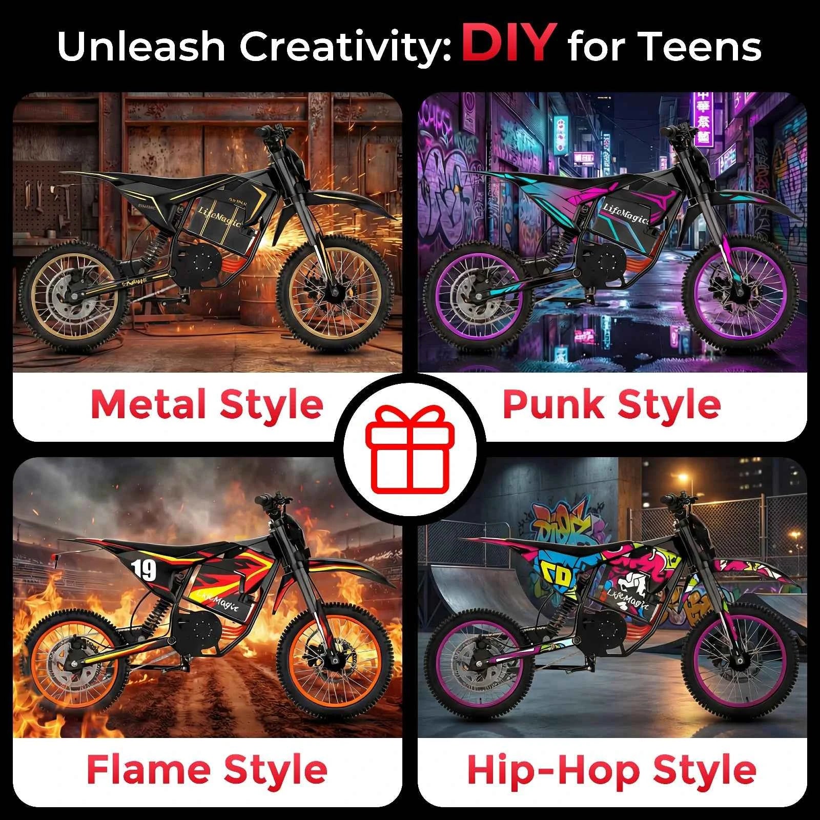 Lifemagic Electric Dirtbike, 50 MPH Top Speed, 65 Miles Max Range Electric Bike