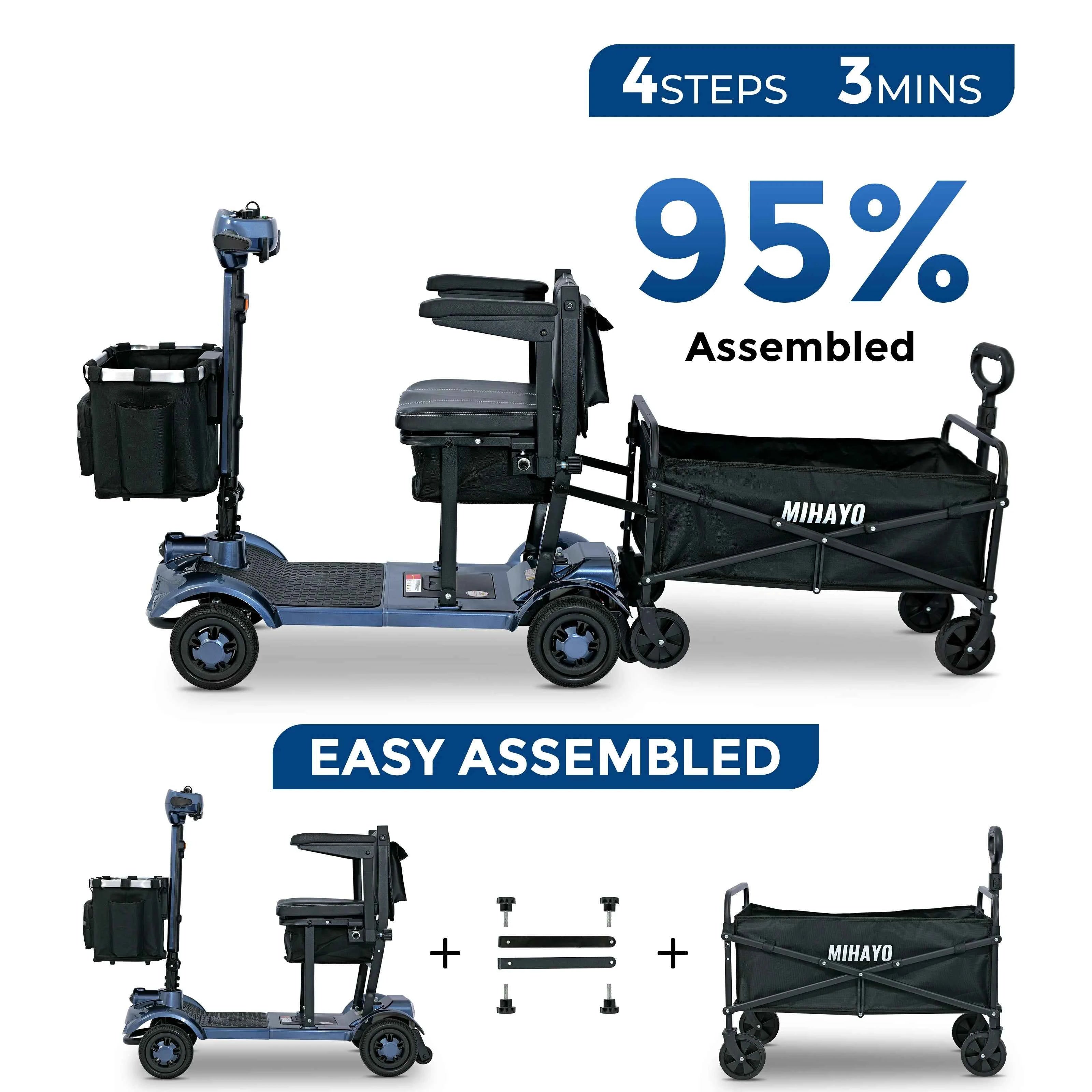 Elf C2 Mobility Scooter fo 24 Miles Range, 2 Batteries, 32 liters Storage Basket