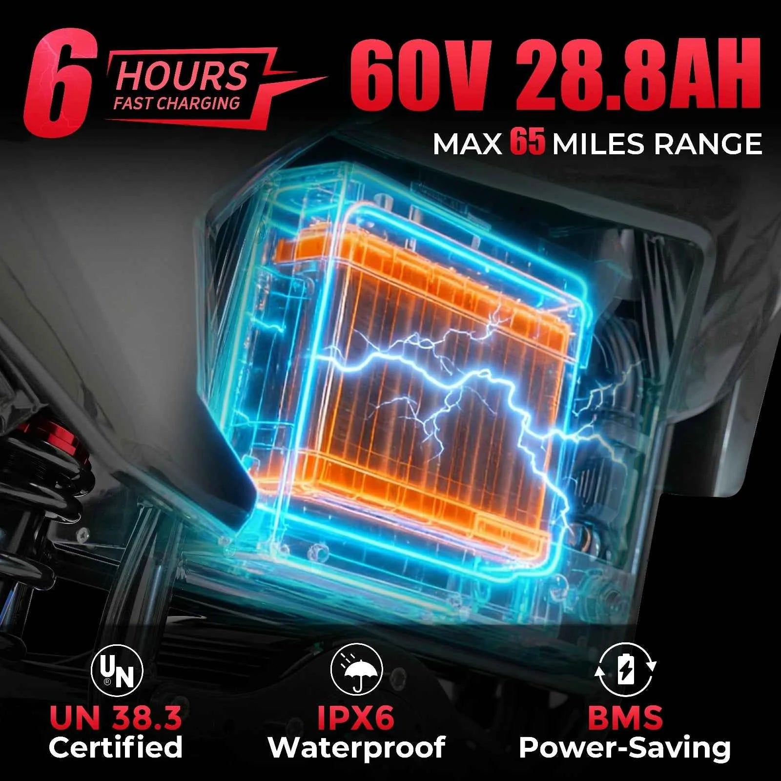 Lifemagic Electric Dirtbike, 50 MPH Top Speed, 65 Miles Max Range Electric Bike