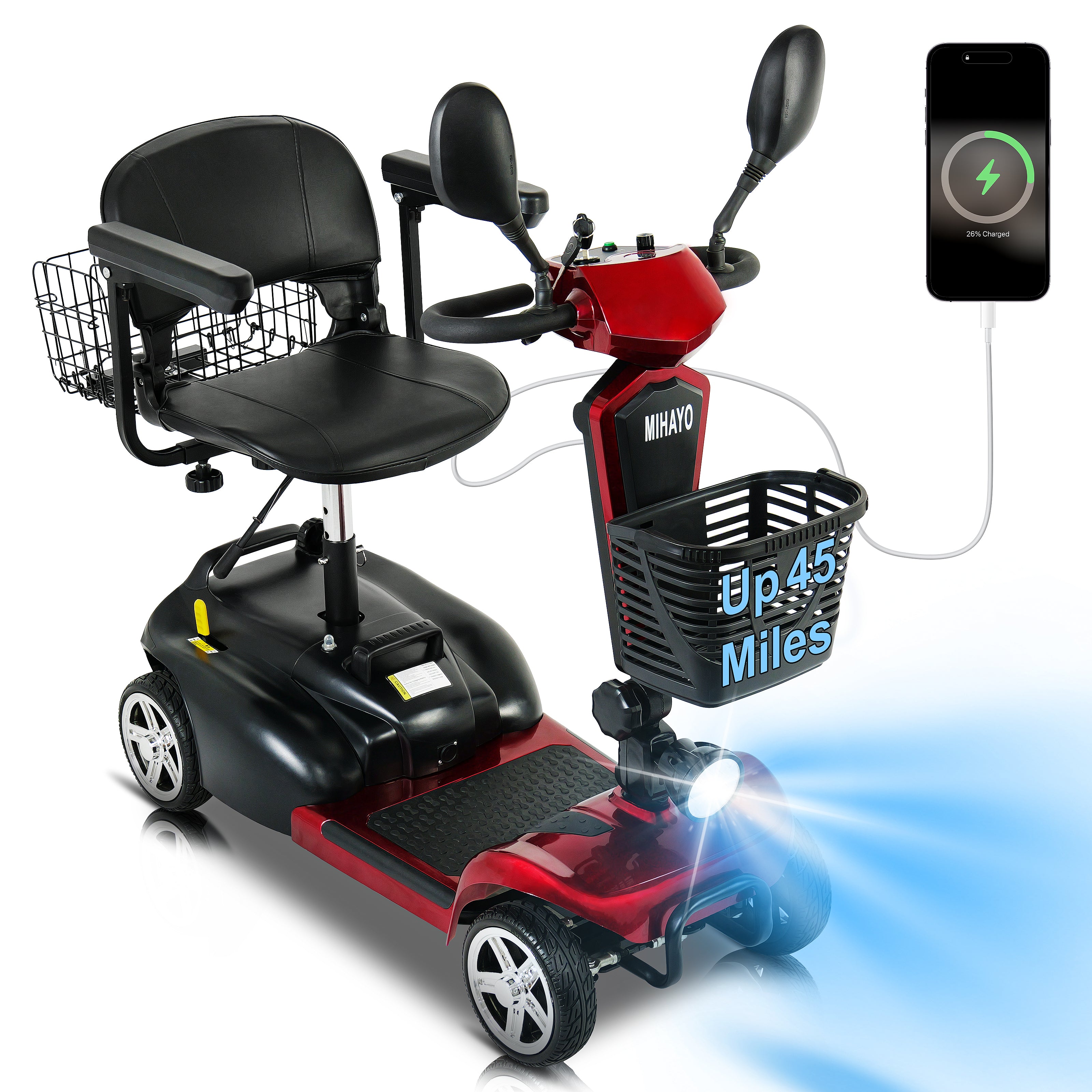 30 Miles Travel Range Mobility Scooter,Blaster Mirage S1 - mihayo