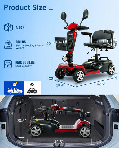 25 Mile Range Travel Foldable Mobility Scooters For Adults,Mirage S1