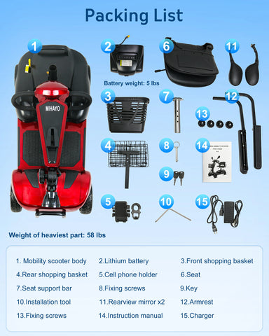 25 Mile Range Travel Foldable Mobility Scooters For Adults,Mirage S1