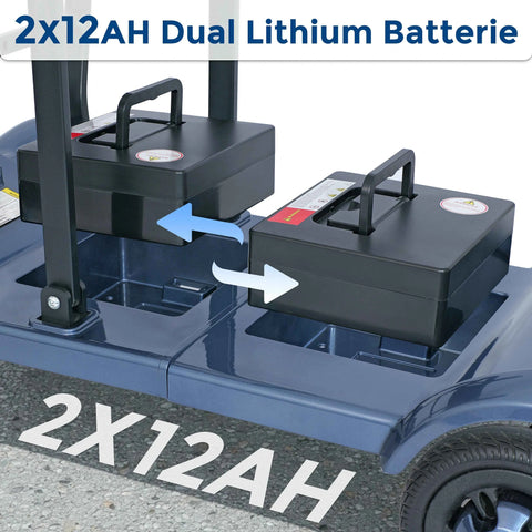 Elf C2 Mobility Scooter fo 24 Miles Range, 2 Batteries, 32 liters Storage Basket