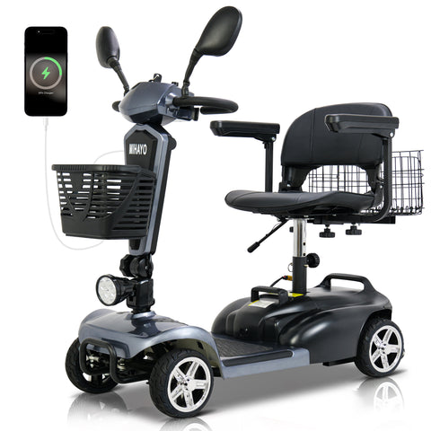 25 Mile Range Mobility Scooter - Mirage S1 Foldable Travel Scooter for Adults, Gray