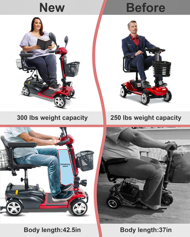 45 Mile Range Travel Foldable Mobility Scooters For Adults,Mirage S1 ,Red