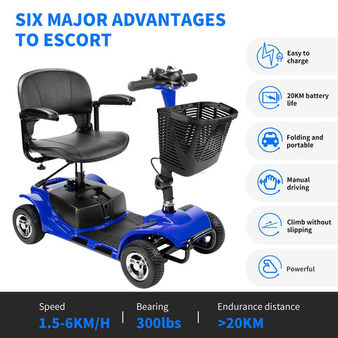 4 Wheel Mobility Scooter 15 Miles Travel Range,lead-acid battery - mihayo