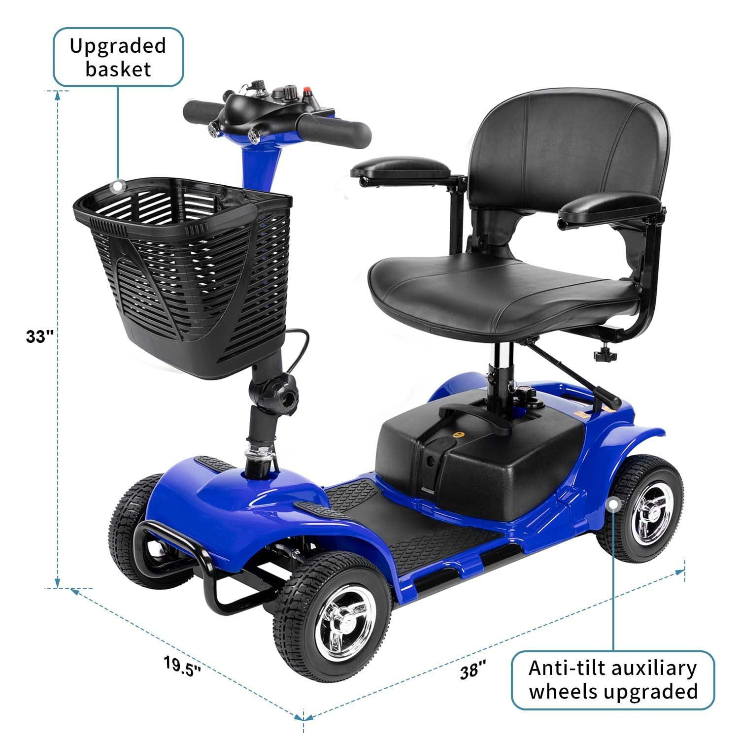 4 Wheel Mobility Scooter 15 Miles Travel Range,lead-acid battery - mihayo